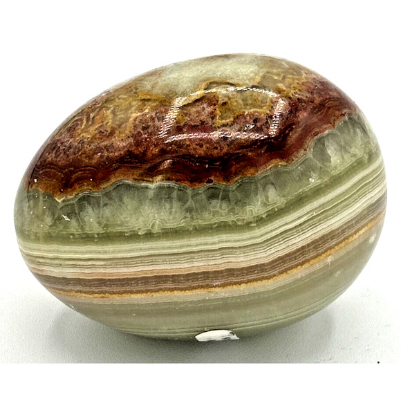 Vintage Earth Tone Onyx/Marble Egg Paperwight Made in Pakistan SKU U195 - Picture 1 of 4